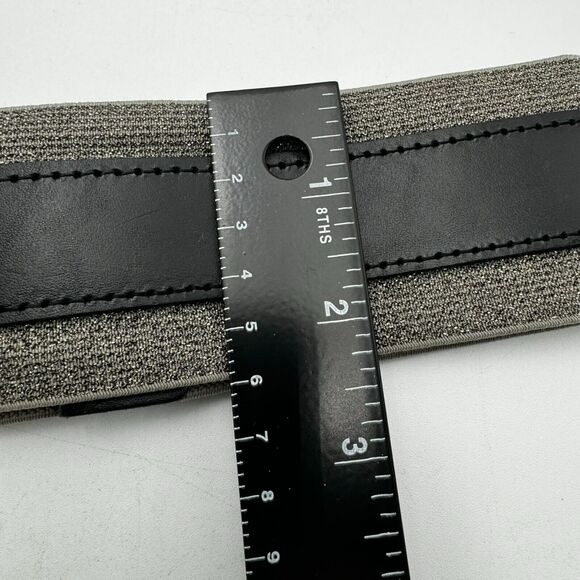 LOFT | Women's Small Extra Wide Leather Belt Bow Snaps Stretch 27"-32" Metallic - Picture 12 of 13